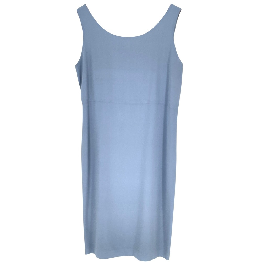 Vtg Clifford & Wills Women Dress 6 Shift Blue 100% Silk Sleeveless Scoop Neck